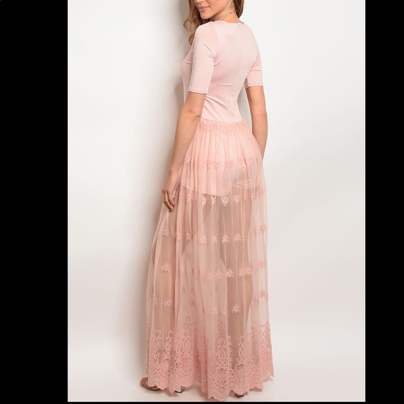 Embroidered Baby Pink Romper - Picture 2 of 3